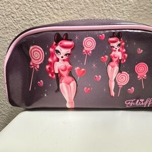 Fluff Pink and Black Cosmetic Bag